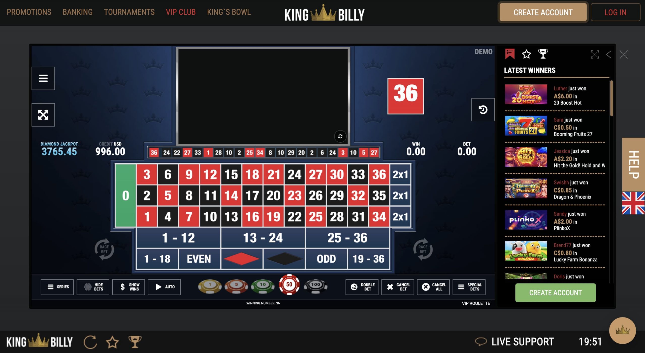 King Billy Casino Roulette