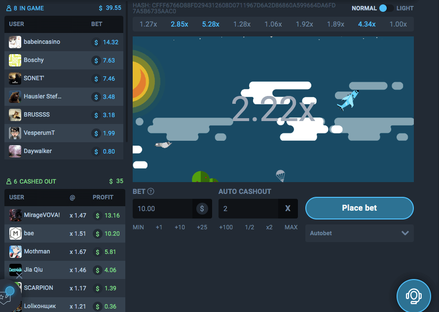 Thunderpick Ethereum crash game