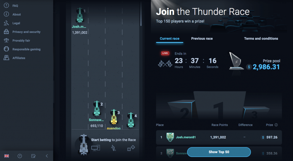 Thunderpick bonus races