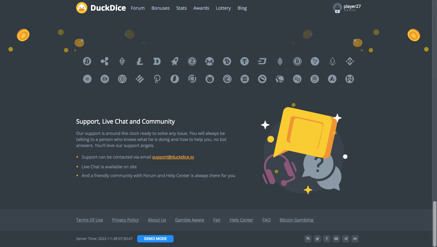DuckDice Casino Footer