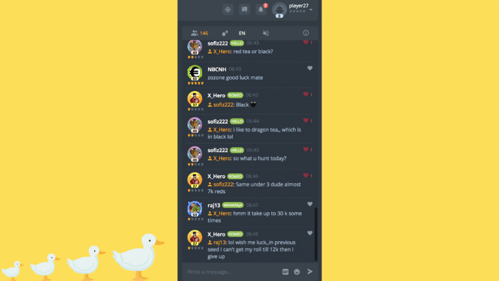 DuckDice Player Chat